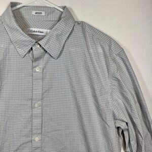 Calvin Klein Dress Shirt Plaid Checkered‎ Long Sleeve Button Up Mens Sz Large